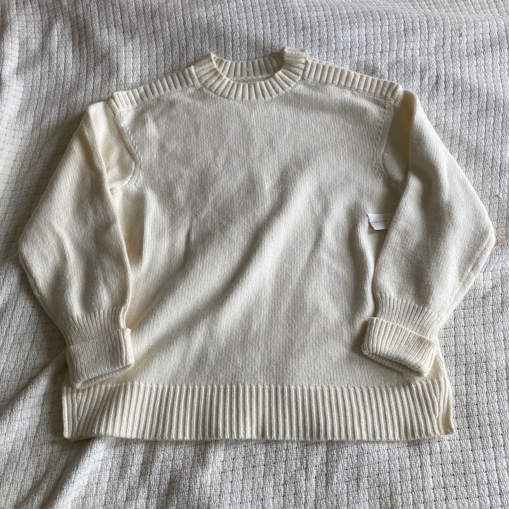 Anthropologie open shoulder white sweater, NWT - Picture 4 of 14